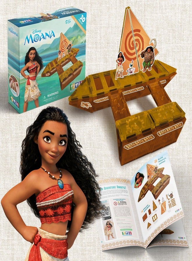 Tytan Official Disney Moana Magnetic Tile Set - 30-Piece STEM & STEAM Building Toy with Reusable Sticker Sheets & Instruction Manual - Educational Play for Kids 3+ - Image 1
